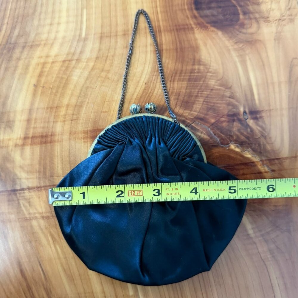 Carty Paris Vintage Floral Embroidered Black Satin Mini Purse - Picture 7 of 10